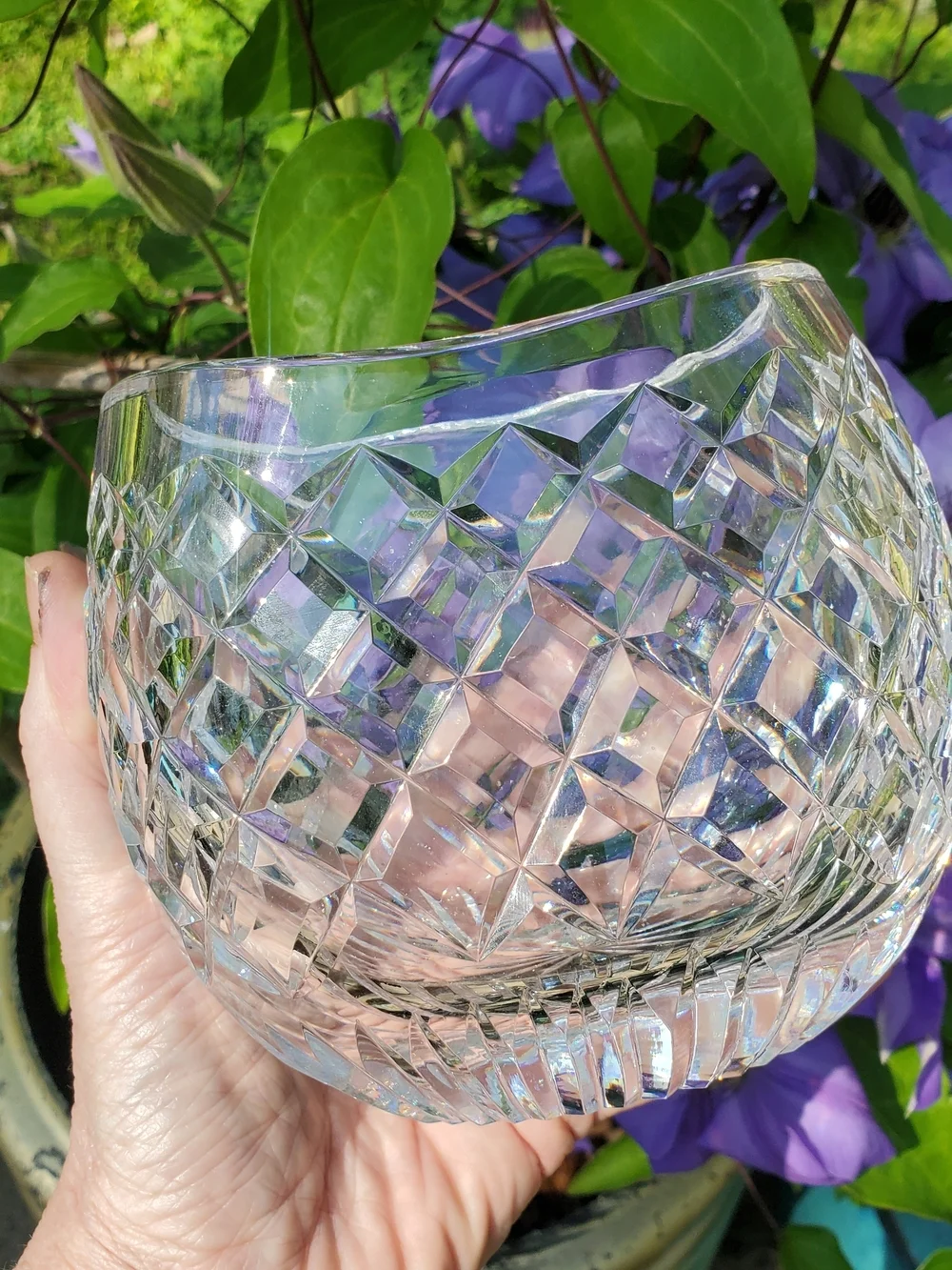 Waterford Vintage Crystal Vase in the Comeragh Pattern & Scooped Rim